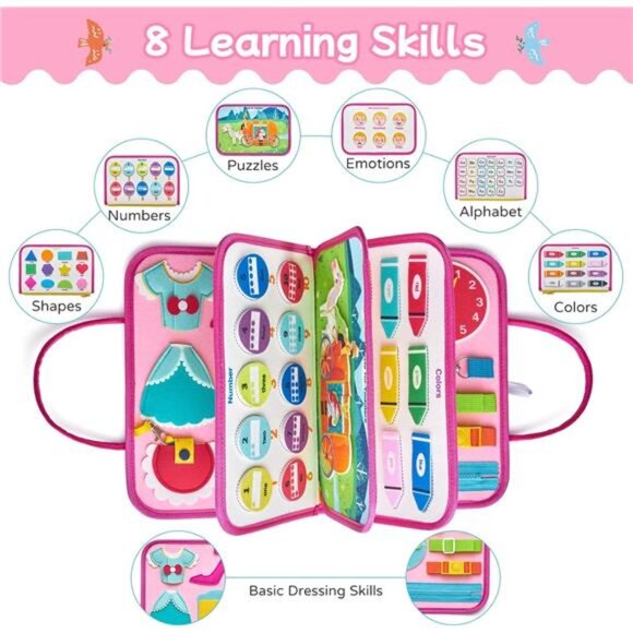 Freebear Busy Board Toddler Travel Toys Quiet Book Sensory Toys for Toddlers 1 - Picture 3 of 7